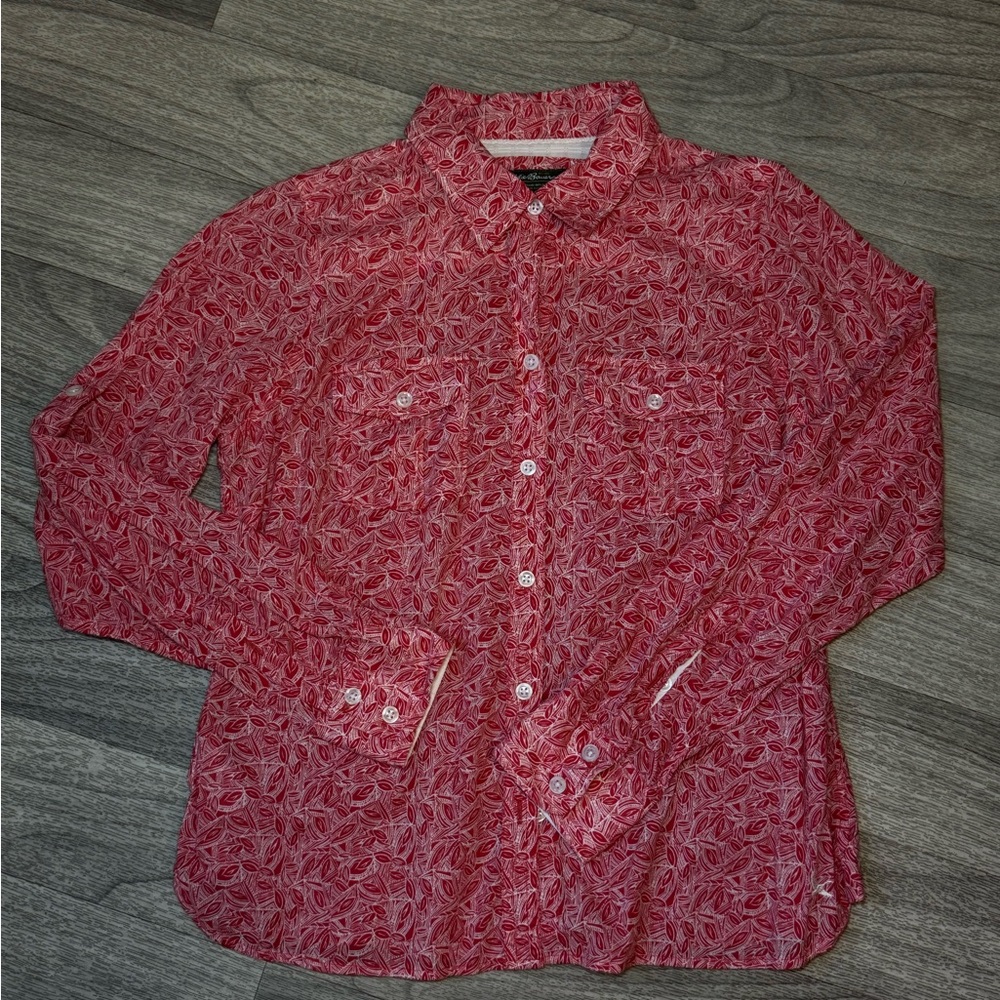 Eddie Bauer Red Patterned‎ Blouse
